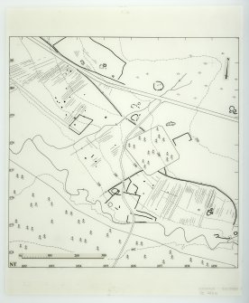 Publication drawing; Martinlee Sike, prehistoric settlements and medieval assart (based upon the Ordnance Survey map, Crown Copyright)