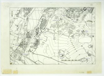 Publication drawing; Northbank Tower, medieval and later settlements and rig, showing the development of the head-dykes (labelled I-V) to the south (based upon the Ordnance Survey map, Crown Copyright)