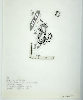 Publication drawing; plan of shieling hut group, Geldie Burn