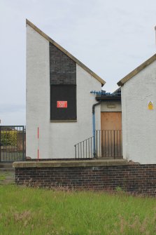 Historic building recording, Church, E elevation, Detail of narthex, St Paul's Roman Catholic Church, Pennywell Road (4 Muirhouse Avenue), Muirhouse, Edinburgh