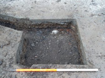 Watching brief, Mid-excavation shot of junction box trench to depth of 0.4m, Abbey Coffee Shop, Buccleuch Street, Melrose