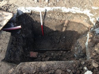 Watching brief, Post-excavation shot of junction box trench to final depth of 1.15m, Abbey Coffee Shop, Buccleuch Street, Melrose