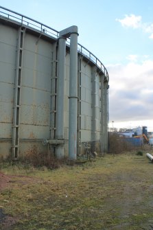 Historic building recording, General view of pipes to N side, Gasholder, Greenbank Crescent, Aberdeen