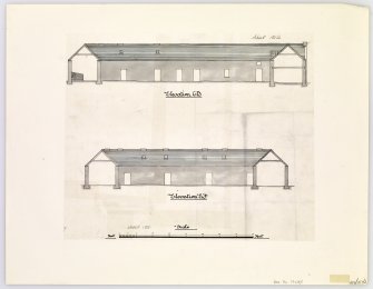 Survey drawing showing sections and elevations of steading.