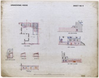 Aberdeen, Grandhome House.
Elevations, plans and sections of offices.
Insc: 'Grandhome House' 'Sheet No.4'.