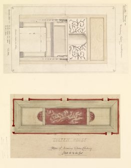 Aberdeen, Culter House.
Scale drawings of mantlepiece elevation and drawing room ceiling.
Titled: 'Culter House'.
Insc: 'Drawing Room mantlepiece; Plan of drawing room ceiling.
