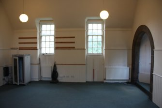Evaluation Photograph, Room 1- view of SW interior wall showing sash and case windows and timber cladding, facing SW, Old Coates House
