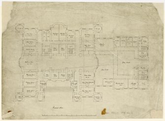 Ground floor plan with office court. MURTHLY CASTLE, NEW MURTHLY CASTLE (COUNTRY HOUSE)
Insc: 'Ground Floor'.