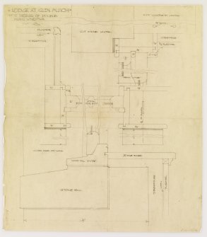 Lodge at Glen Muich.
Details of double hung windows.
Titled: 'Lodge at Glen Muich. Aberdeenshire. F.S. Details of double hung windows'.
Full scale.