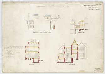 Sections and elevation of lean-to.