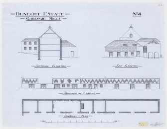 Plan, section and elevations.