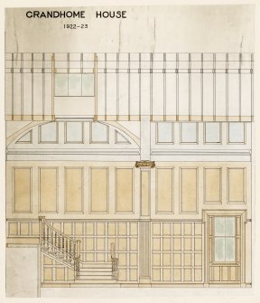 Aberdeen, Grandhome House.
Drawing of interior panelling of Grandhome House.
Insc: 'Grandhome House 1922-23'.