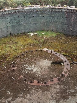 The metal holdfast at the centre of the gun pit in the SW Emplacement from the WNW