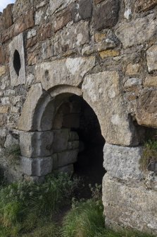 The Monk's cave,
Detail view of 15th century entrance and window,
