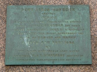 Port Seton Harbour. Inscription plate recording the date the harbour was opened on the 24th September 1880.