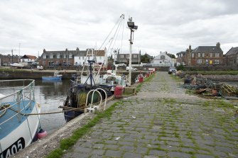 Port Seton Harbour, view from north of cobbled pier.