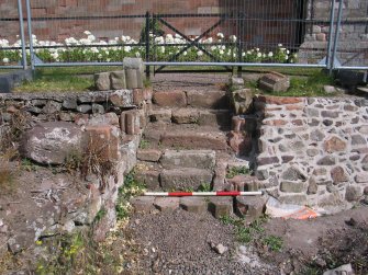 Watching brief, Steps between chapter house and retaining wall prior to dismantling, Coldingham Priory