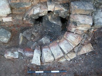 Archaeological excavation, Close up of flue/kiln opening, Joppa Salt Pan Works