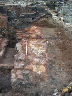 Archaeological excavation, Degraded/heat affected sandstone wall [054], Joppa Salt Pan Works