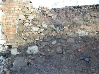 Archaeological excavation, Detail of wall following removal of structure, Joppa Salt Pan Works