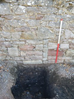 Historic building recording, Detail of the SW facing wall showing the foundation, Liberton House