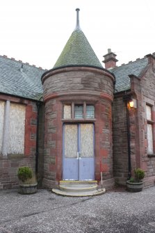 Historic building recording, External detail of the circular entrance on the W elevation, Wellbraehead Primary School, Forfar