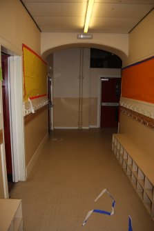 Historic building recording, Internal view of corridor 3 showing the arched support, Wellbraehead Primary School, Forfar