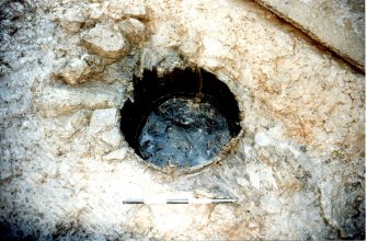Data structure report plate 1: 'Barrel 132 in pit 134 looking SW', Archaeological excavation, St. Patrick's Church, Cowgate, Edinburgh