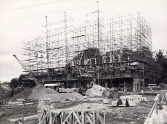 Photograph of building under construction,Victoria Hospital Kirkcaldy, 
Nurses Home, 12.00 noon , Tues.14th August 1956, 
PHOTOGRAPH ALBUM No.152: Hospitals Album (W.S.Atkins).