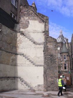 Archaeological evaluation, General shot of demolition, 84-92 Candlemaker Row, Edinburgh