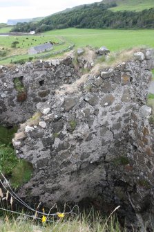 Historic Building Survey photograph, From SE, External E-facing elevation of the W wing, Coroghon Castle, Canna