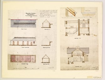 Plan, elevation and sections of proposed alterations to Old Kennels.