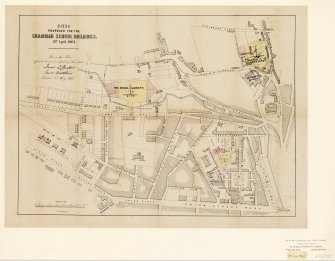 Aberdeen, Skene Street, Grammar School.
Photographic copy of site plan.
Insc: 'Sites Proposed For The Building Grammar School Buildings. 26th April 1861'.