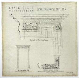 Drawing of elevation and details of hall doorway, Craigiehall House, Edinburgh.