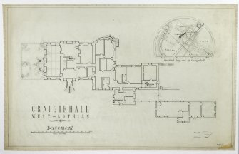 Drawing of plan of basement and general layout, Craigiehall House, Edinburgh.