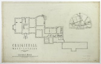 Drawing of plans of ground floor and general situation, Craigiehall House, Edinburgh.