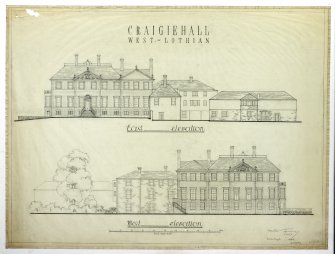 Drawing of East and West elevations, Craigiehall House, Edinburgh.