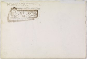 Annotated drawing of stone showing figures on horseback. From album, page 24 (reverse).