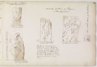 Drawing of the sculptured stones of Rhynie, nos. 1-4