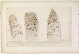 Drawing of stones 1-3 J. Skene 1832 SAS 464 f4lv