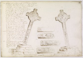 Cross and grave-slabs.
Drawings and text.