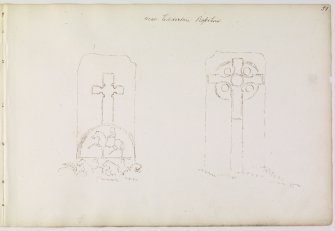 Copy of drawing of both faces of cross slab from album, page 51.