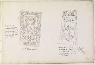 Annotated drawing of cross slab from album, page 49.