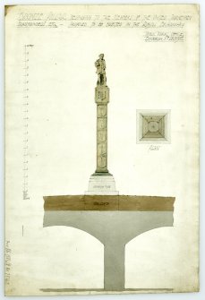 Nicolson Square - proposed bronze pillar elevation.
Signed: 'PWO'