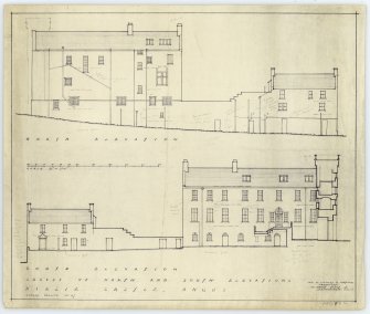 Drawing showing survey of North and South elevations, Airlie Castle.
