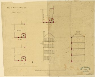 Tenement for Thomas Buchan, Gray's Close, Dundee.
Recto: Plan, section & elevation.