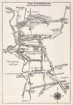 Illustration showing 'Plan of Dunfermline and Suburb of the Netherton'.