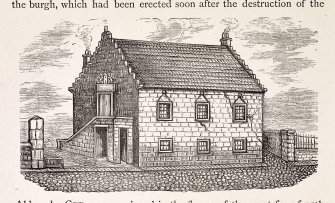 Illustration showing Grammar School, Dunfermline, 1625.