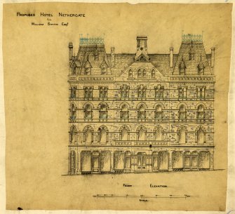 Proposed Hotel for Wm Smith, Queen's Hotel, 160 Nethergate, Dundee.
Front Elevation.