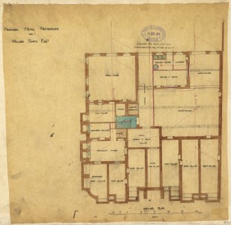 Proposed Hotel for Wm Smith, Queen's Hotel, 160 Nethergate, Dundee.
Cellar Plan.
